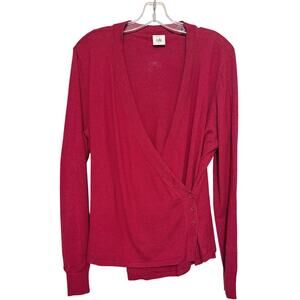 Cabi Ballet Sweater Heather Rhubarb Red  Wrap Cardigan Angora Rabbit Hair Lg